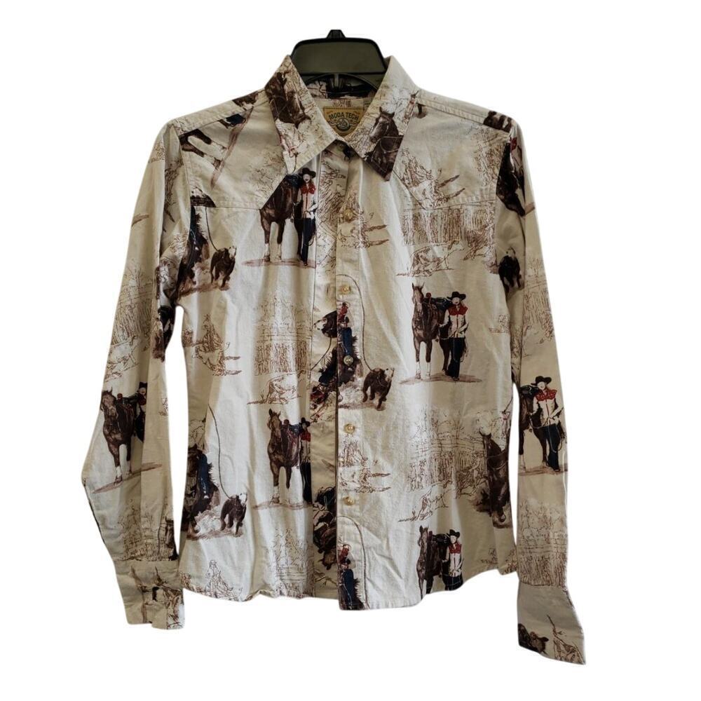 Moda Tech Western Cowgirl Shirt – Tagged L, Fits S/M – Rodeo Y2K